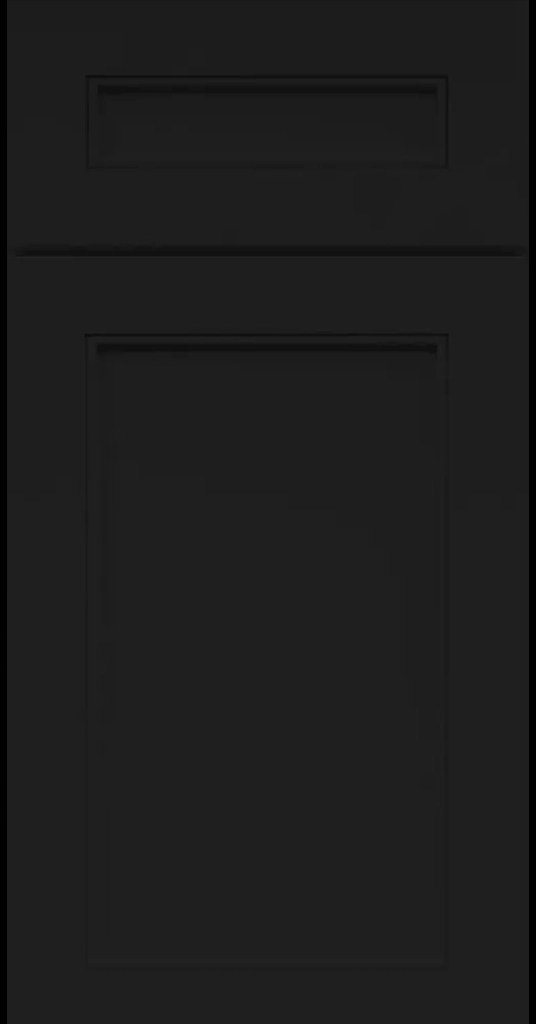Alpine-style mitered shaker cabinet in Black with a flat center panel and inside bead detail.